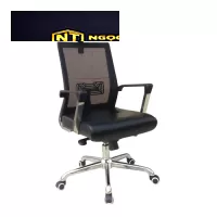 Ghế lưới cao cấp khung tựa nhựa bọc vải lưới, đệm mút bọc da công nghiệp GL315